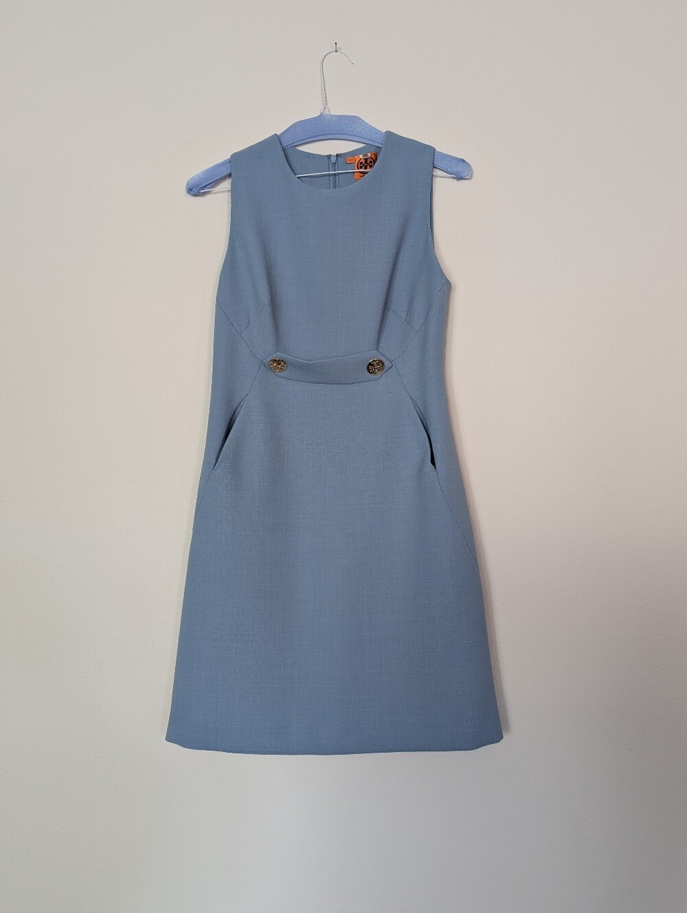 Tory Burch Blue Crew Neck Mini Dress SZ 8